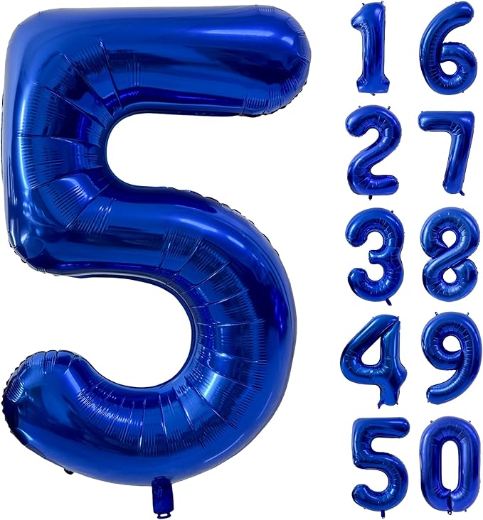40 inch Navy Blue Number Balloon Dark Blue 5 Balloons Giant Foil Helium Balloons Blue Number 5 Balloon for 5th Birthday Party Decorations