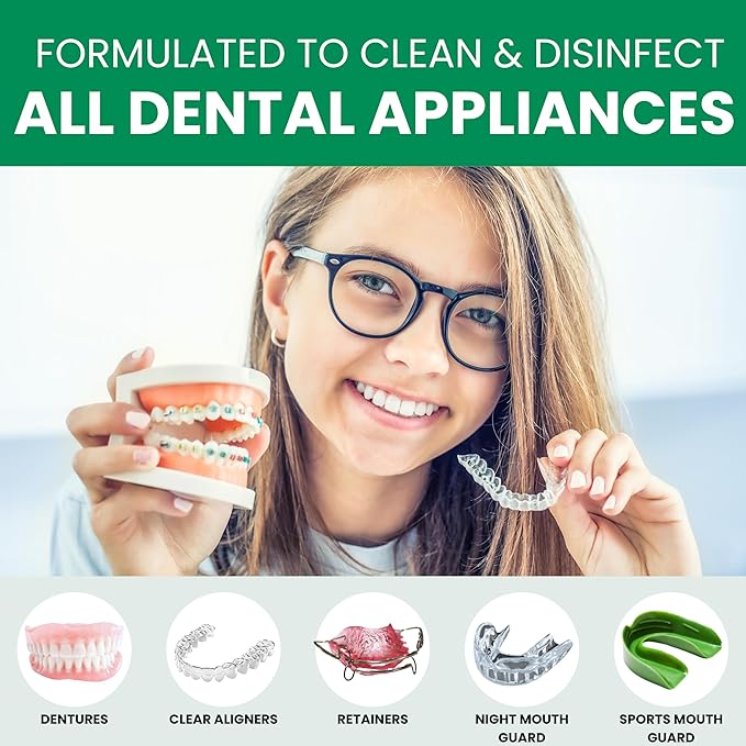 Protech Denture Cleaner 7g (3-Month Supply) Denture Cleanser Foils for Retainers, Nightguards, Mouthguards, and Dentures, Nicotine, Coffee and Iron Cleaning Foils, No Tablets, Long Lasting Packets