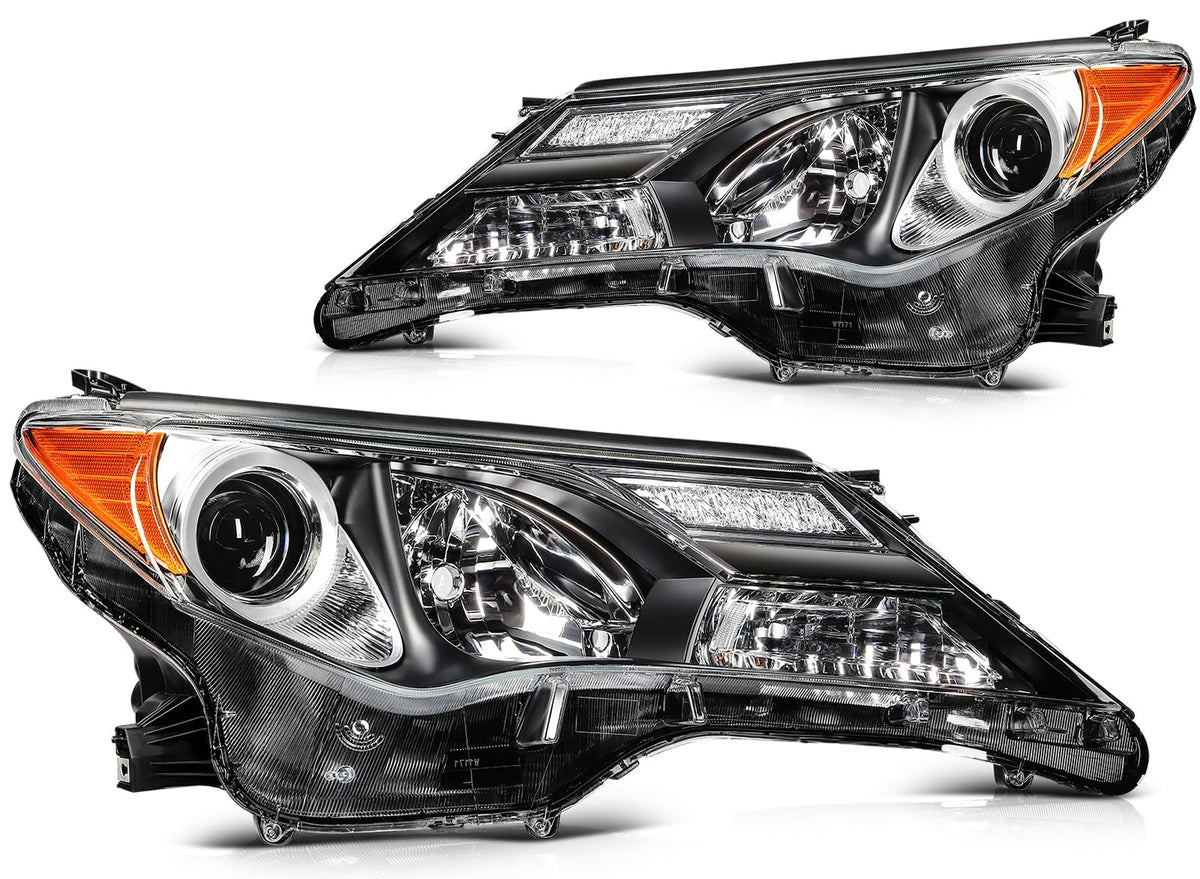OCPTY Headlight assembly Pair Replacement for 2013-2015 for Toyota RAV4 Clear Lens Black Housing Bulbs Not Included 81170-OR042