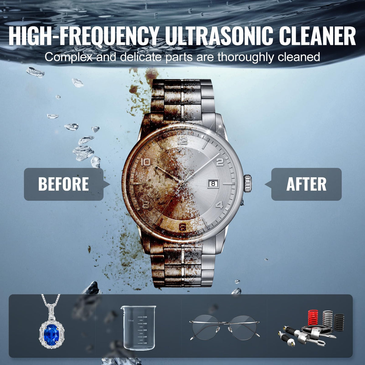 VEVOR 6L Ultra Sonic Cleaner, 180W Digital Ultrasonic Cleaning Machine with Gentle Mode & Upgraded Degassing, 40kHz Industrial Ultrasound Cleaner with Heater & Timer for Retainer, Jewelry, Tools