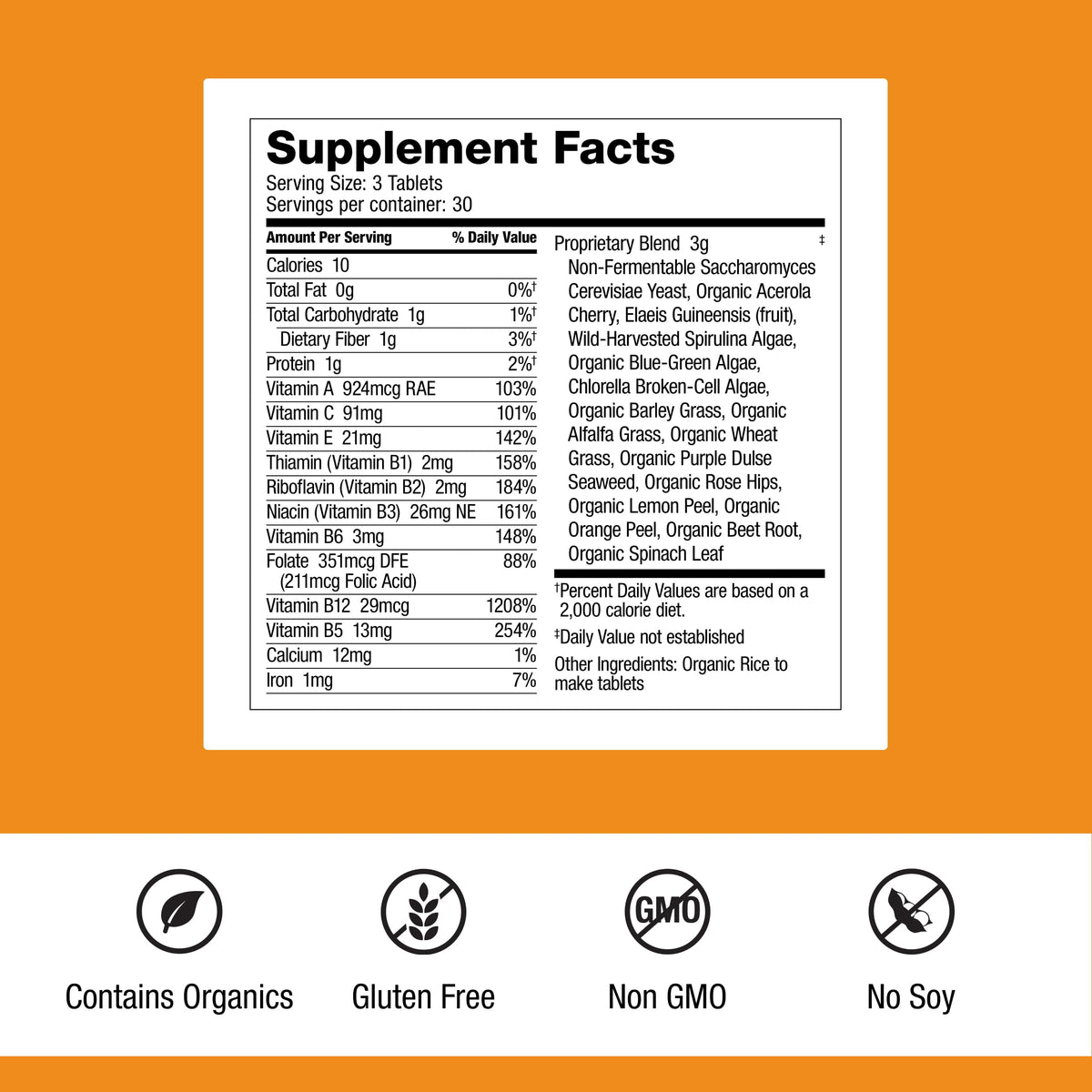 Dr. Schulze's SuperFood 100 - Everyday Superfood Supplement to Support Overall Wellness - Mutivitamin Support for Cellular Nutrition & Energy - Clean Ingredients - Gluten-Free & Dairy-Free - 90 Count