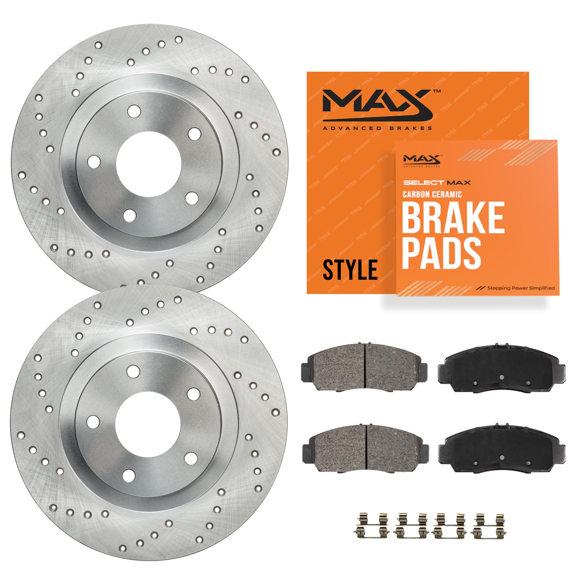 Max Advanced Brakes - Rear Brake Kit For 2004-2013 Mazda 3 (2.0 L4 Engine), 2009-2013 Mazda 3 Sport (2.0 L4 Engine)| Carbon Cera