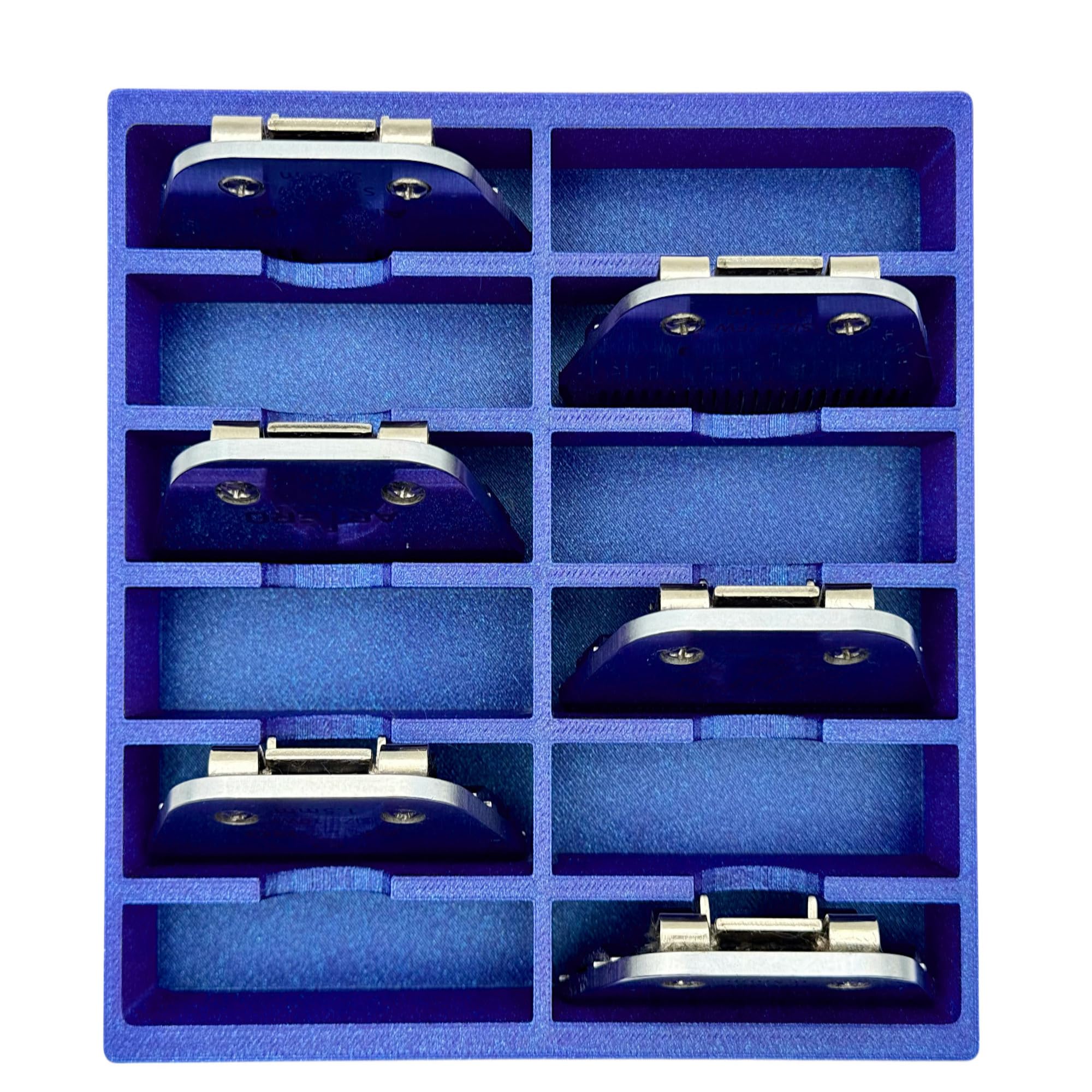 (GroomCraft3D) Clipper Blade Storage Tray, Holds 12 Wide Blades (Galaxy Purple)