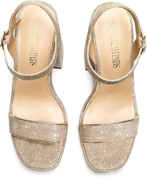 DREAM PAIRS Heels for Women Block Chunky Platform High Heels Open Toe Fashion Wedding Party Evening Prom Dance Ankle Strap Dress Pump Sandals Shoes