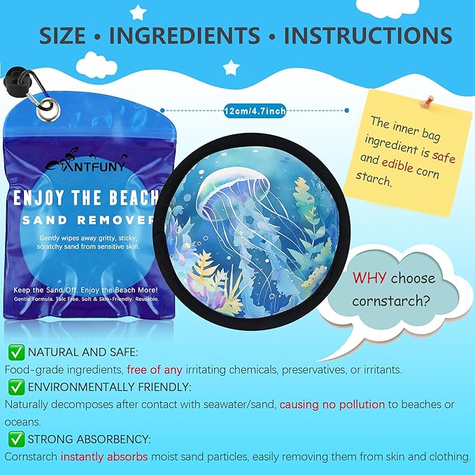 Antfuny Sand Remover for Beach Family Women Wipe Off Mitt Duster Cup Holder Game Toy Cruise Ship Accessories Summer Vacation Must Have Hawaii Trip Essential Honeymoon Gift Towel