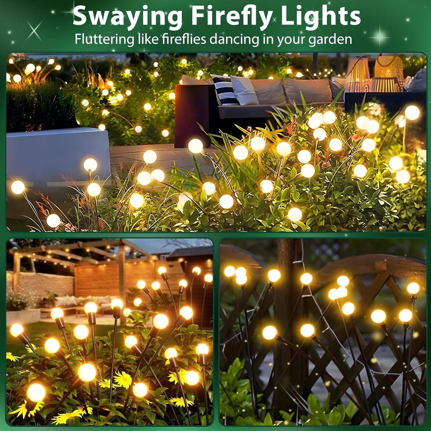 6 Pack Solar Garden Lights Outdoor Waterproof Firefly Lights Warm White