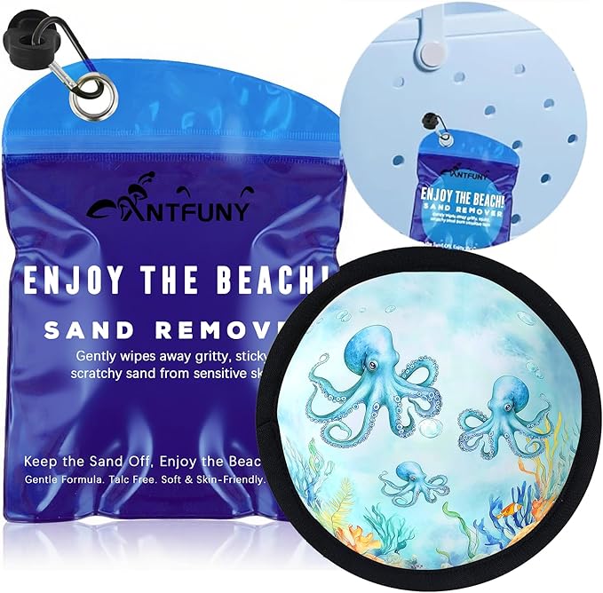 Antfuny Sand Remover for Beach Family Women Wipe Off Mitt Duster Cup Holder Game Toy Cruise Ship Accessories Summer Vacation Must Have Hawaii Trip Essential Honeymoon Gift Accessories Towel