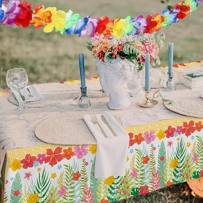 Tropical Luau Party Supplies Kit for 25 - Aloha Hawaiian Party Decorations with Disposable Paper Plates, Napkins, Cups, Tablecloth, and Banner | BBQs & Summer party