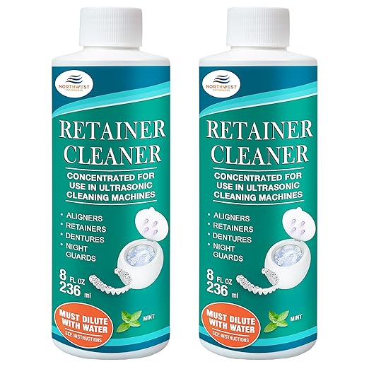 Ultrasonic Retainer Cleaner Solution Concentrate - Ultrasonic Denture Cleaner for Ultrasonic Machines - Cleans Mouthguards, Invisalign, and Nightguards - Updated Formula (Mint) (16 Ounces)