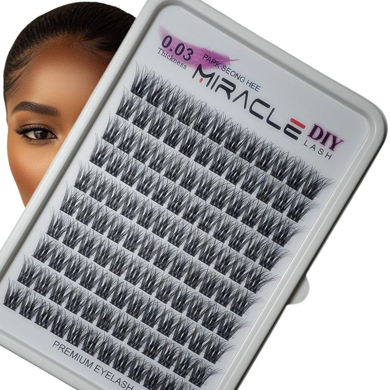 PARK SEONG HEE MIRACLE LASH DIY False Eyelashes, Lash Clusters, Lengthening Wisps 9mm-16mm Contact Lens Friendly, Easy to Apply, Reusable Strip Lashes (E5-280, 12mm) Thickness 0.03mm Lash Clusters