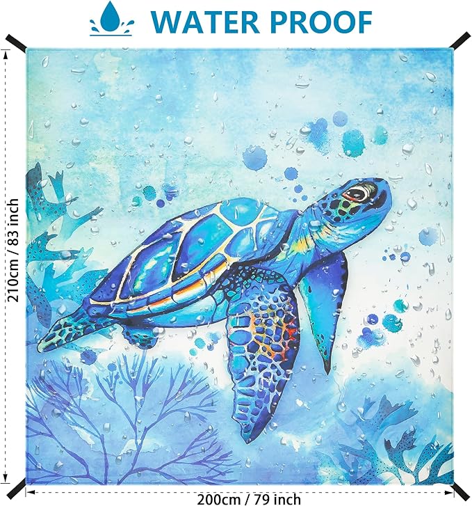 WIWIGO Beach Blanket Waterproof Sandproof Beach Mat 79" X 83"/10'x9'for 2-8 Adults Quick Drying Outdoor Picnic Mat Beach Accessories for Travel, Camping, Hiking