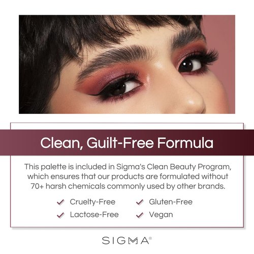 Sigma Beauty Cor-De-Rosa Eyeshadow Palette - 14 Warm Eyeshadow Shades in Matte, Shimmer and Metalic Finishes - Highly Pigmented Vegan Eye Makeup Palette - Clean Beauty Products