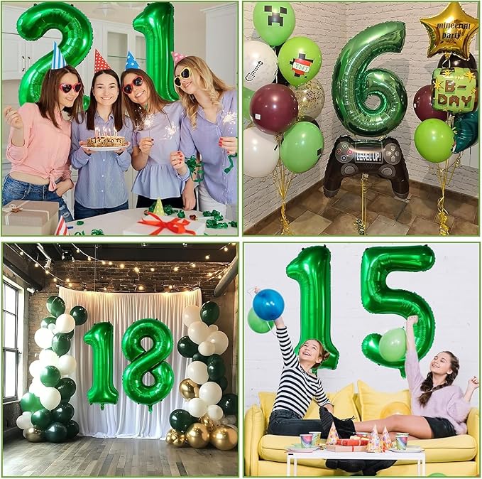 Green Number Balloons, 40 Inch Dark Green Balloon 1.1 Helium Balloon 1st Birthday for 1 Years Birthday Party Wedding Anniversary Decoration Children Girls Boys