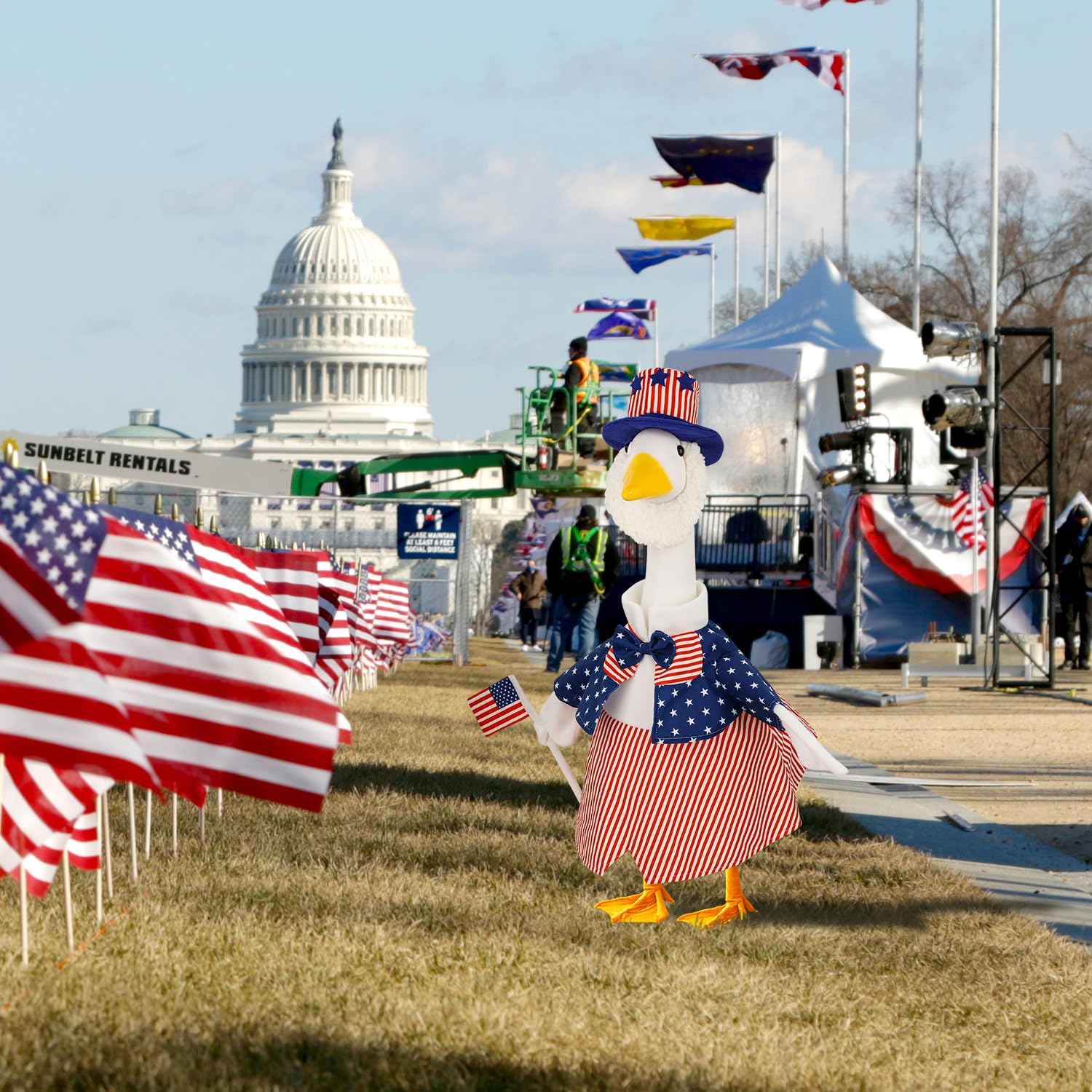 4th of July Porch Goose Outfits Patriotic Goose Costume for Outdoor Decor