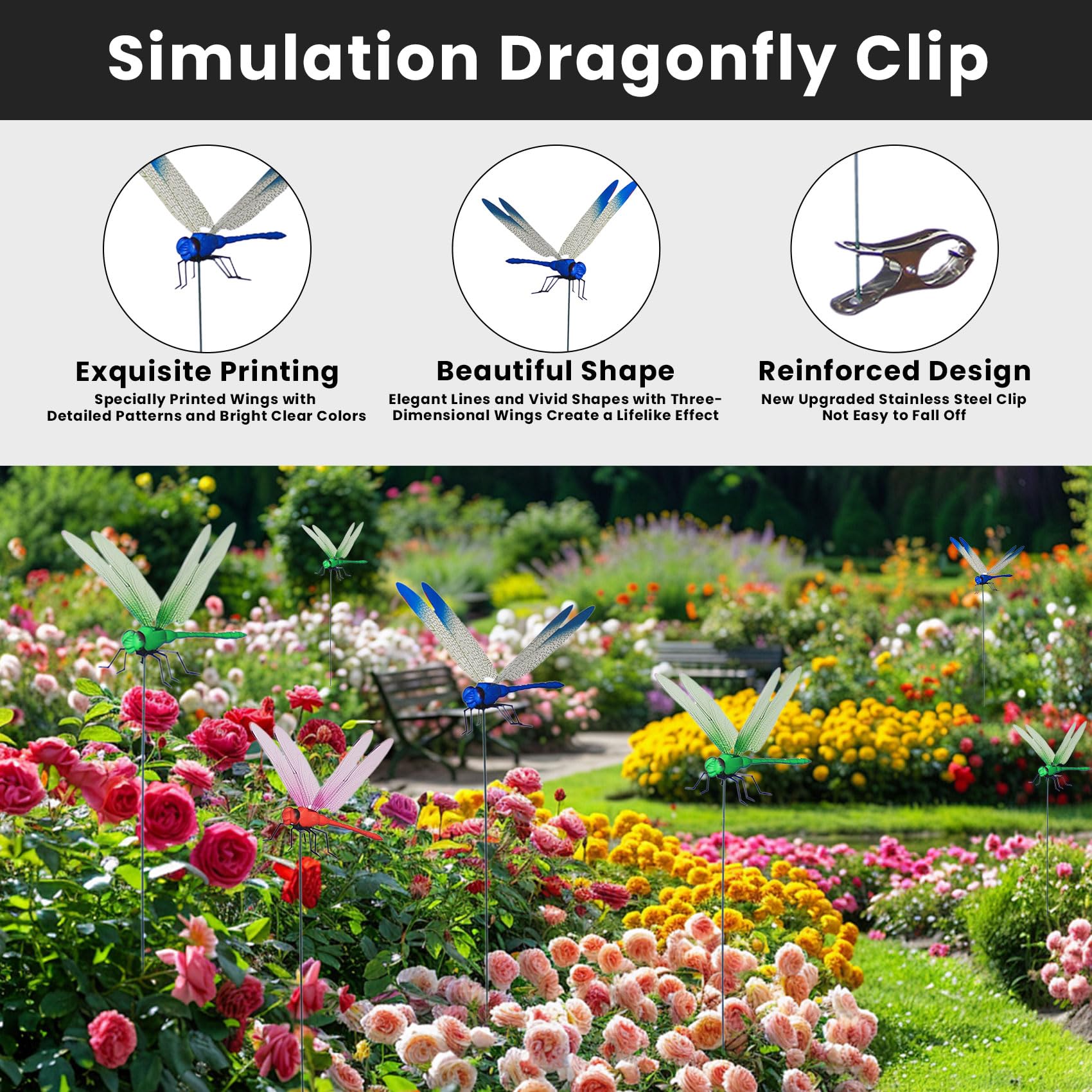 3D Dragon Fly Clip for Bugs, Dragonfly Clips to Keep Bugs Away (24 PCS)
