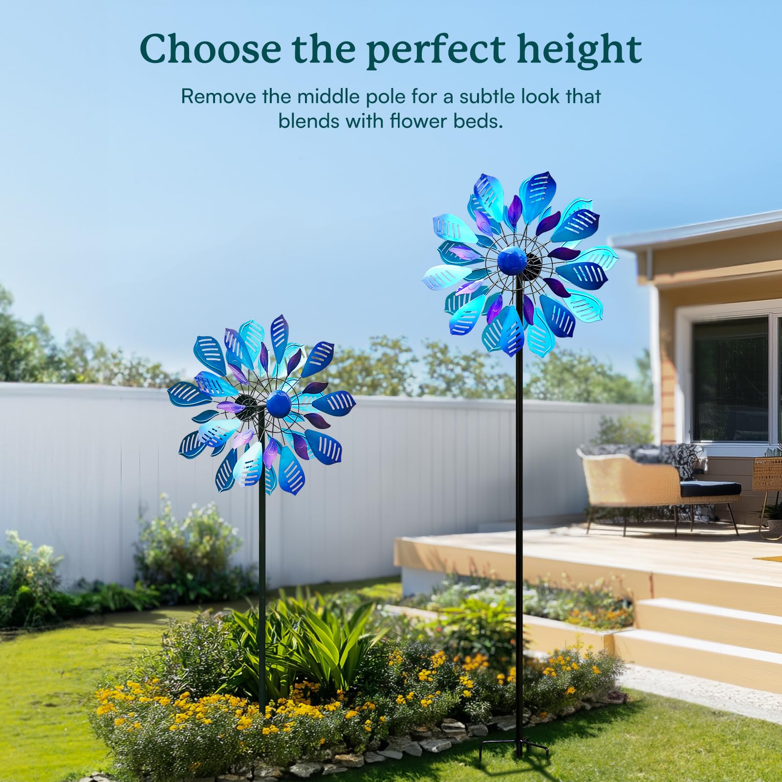 Cyan Oasis Wind Spinners Outdoor for Yard and Garden, Metal Large Wind Spinner with Stake, Windmill for Yard, Gift for Family Friends(84'' H x 24'' W)