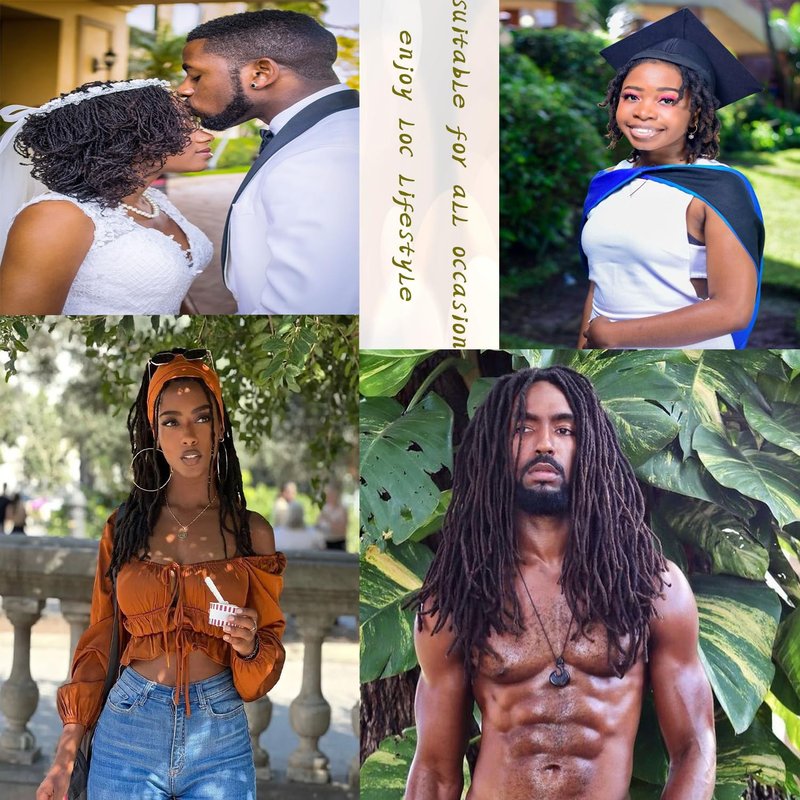 Luckroce Human Hair Loc Extensions Human Hair 8 Inches 30 Strands 0.2cm Width Handmade Permanent Dreadlock Extensions Human Hair For Women, Men Can Be Dyed,Curled And Bleached (8 Inch,Natural Black)