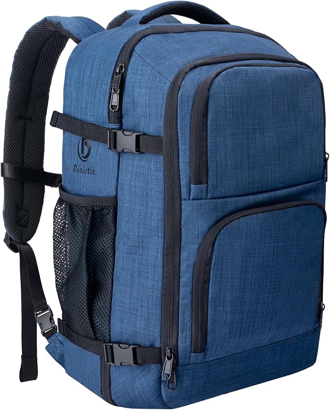Dinictis Travel Backpack Carry on Flight Approved, Backpack Suitcase for Travel, Personal Item Travel Bag fits 17 inch Laptop-Blue