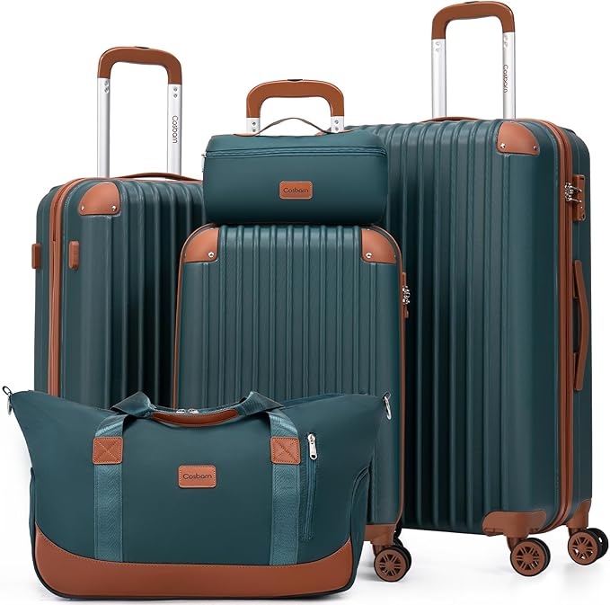 Cosbarn Luggage Sets 5 Piece Suitcases with Wheels, Suitcase Set ABS Hard Case Luggage with TSA Lock Spinner Wheels Durable Travel Luggage
