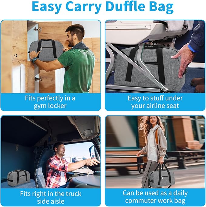 Apenze Small Gym Bag 14 inch lightweight Carry On Mini Duffel Bag for Travel Sport - light Grey