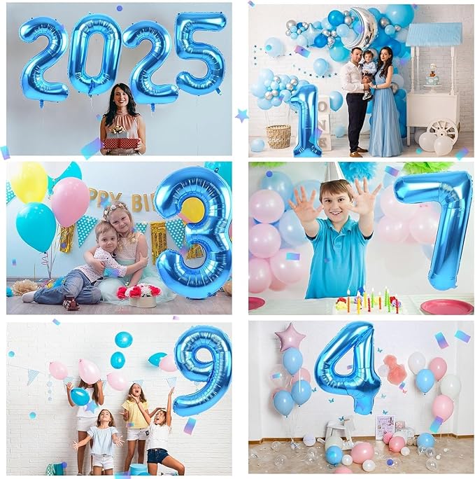 40 inch Blue Number Balloon Giant Foil Helium Balloons Blue Number 5 Balloon for 5th Birthday Party Decorations