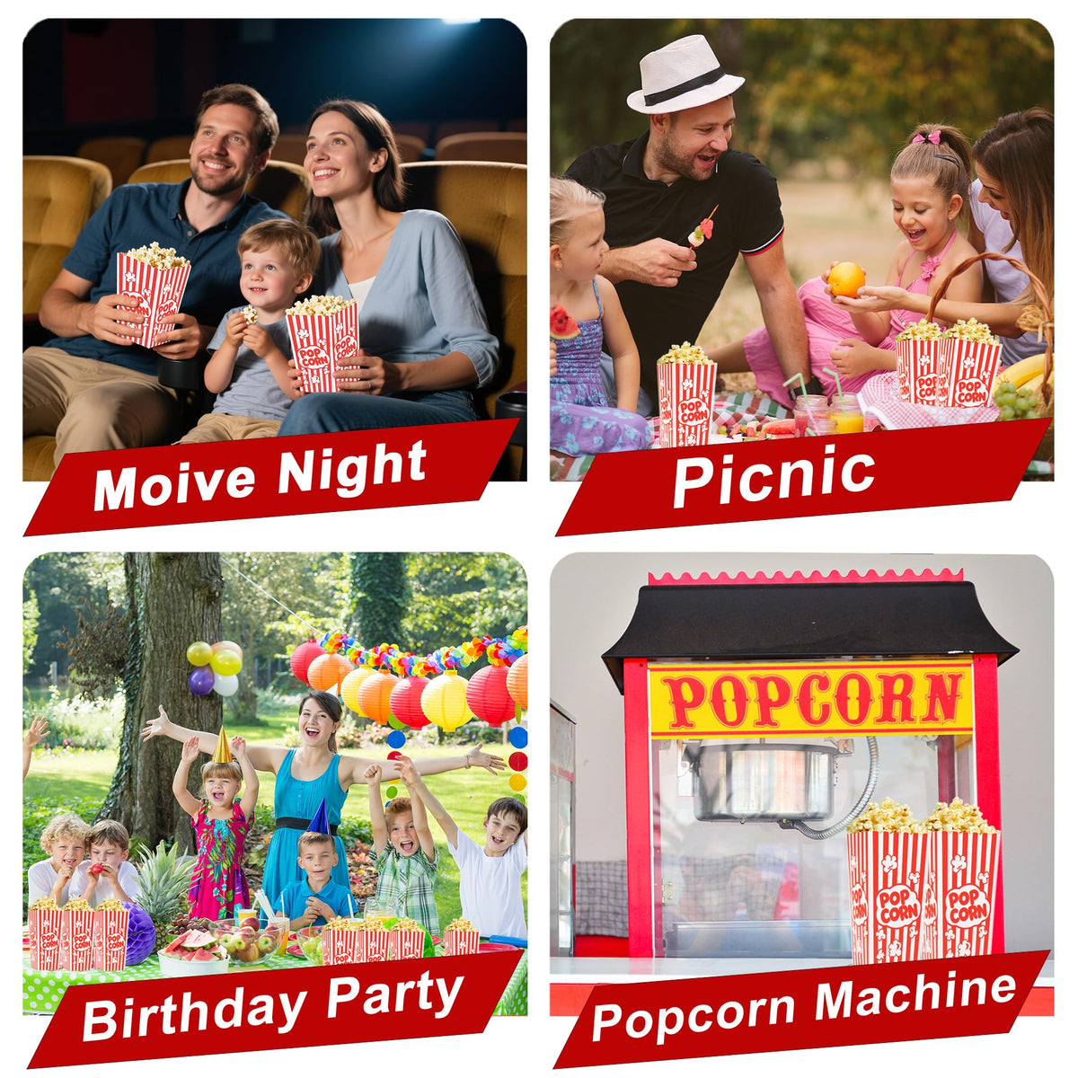 Homrelaxy 120Pcs Mini Popcorn Boxes, 4.6" Tall and 2.6" Square Small Paper Popcorn Containers Buckets for Pop Corn Machine, Movie Night, Cinema, Carnival, Party, Concessions
