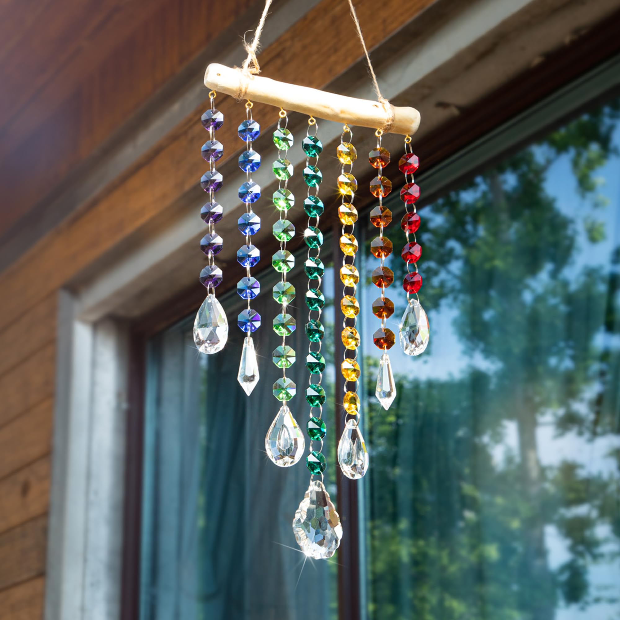 YU FENG 12 Inch Crystal Prism Suncatcher, Hanging Rainbow Maker Ornament