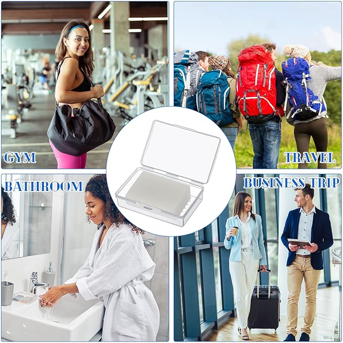 24 Pcs Travel Soap Container Portable Plastic Soap Boxes Bulk with Lid Homeless Donations Bulk Gym Shower Tour Groups Hotel Outdoor Camping (White)