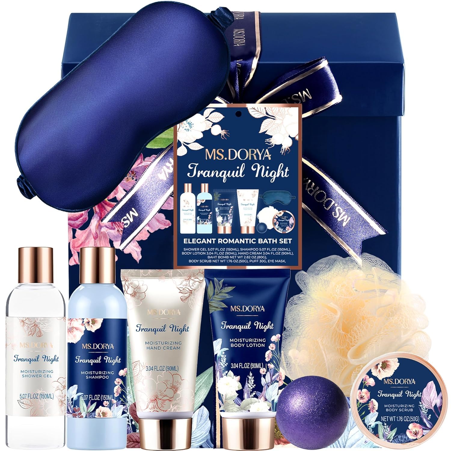 Women's Birthday Spa Gifts- Birthday Bath Gift Sets with Body Lotion, Shower Gel, Hand Cream & Body Scrub - Lavender Chamomile Scent Self Care Gifts for Women Wife Girlfriend - Relaxing Home Spa Kit