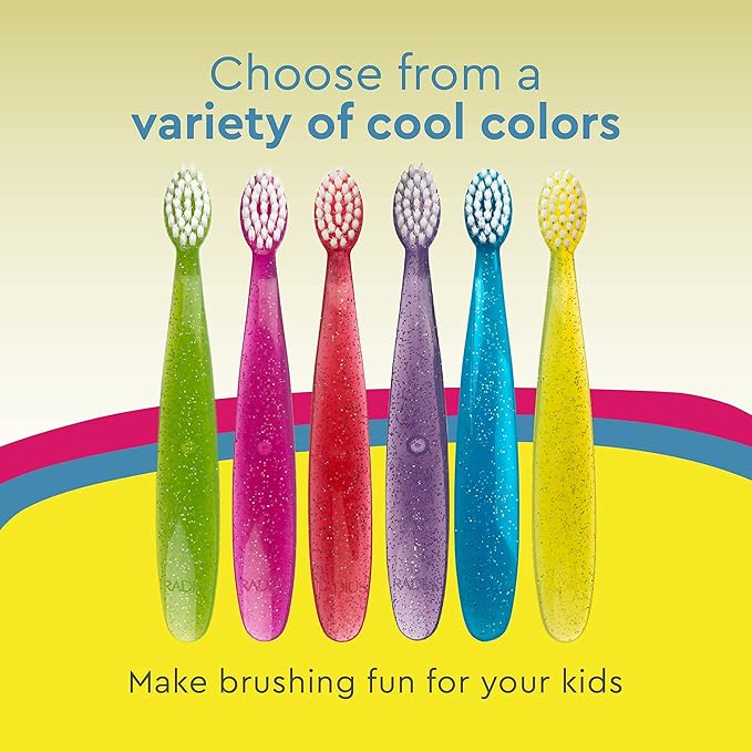 RADIUS Totz Toothbrush Extra Soft Brush BPA Free & ADA Accepted Designed for Delicate Teeth & Gums for Children 18 Months & Up - Green Sparkle - Pack of 1