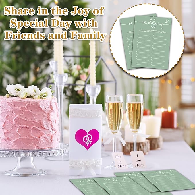 Wedding A-Z Alphabet Item Game, Sea Green Bridal Shower Games, 30 Elegant Game for Bachelorette Engagement Party Reception Supplies - A13