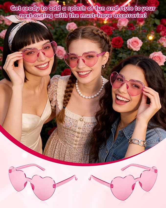 60 Pairs Heart Sunglasses for Women Heart Shaped Sunglasses Bulk Pink Heart Glasses for Party Favor