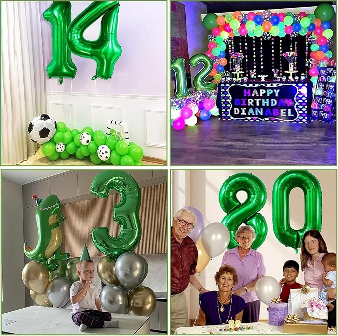 Green Number Balloons, 40 Inch Dark Green Balloon 4.4 Helium Balloon 4th Birthday for 4 Years Birthday Party Wedding Anniversary Decoration Children Girls Boys