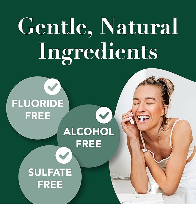 Terra & Co. Gentle Green Mouthwash Tablets – 10 Travel Sachets with 6 Fluoride-Free Tabs Each – Nano-Hydroxyapatite for Oral Health – TSA-Compliant, Plastic-Free, Mint Flavor, Eco-Friendly