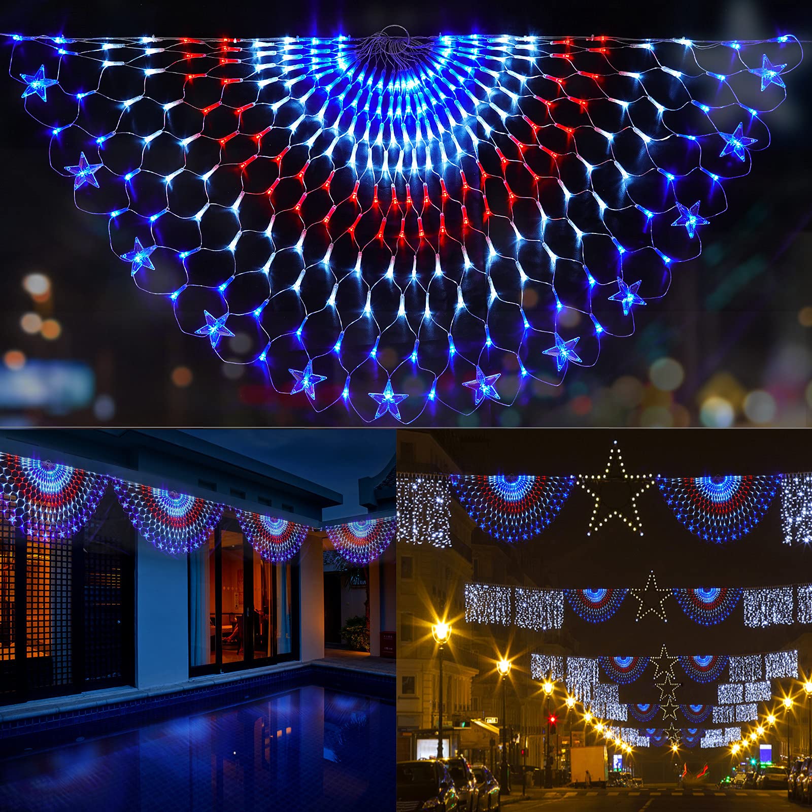 DDMY American Flag Lights 4th of July Lights with 243 Super Bright LEDs Waterproof Patriotic Flag Net Light of The United States for Memorial Day/4th of July Independence Day/Yard/Garden Decor