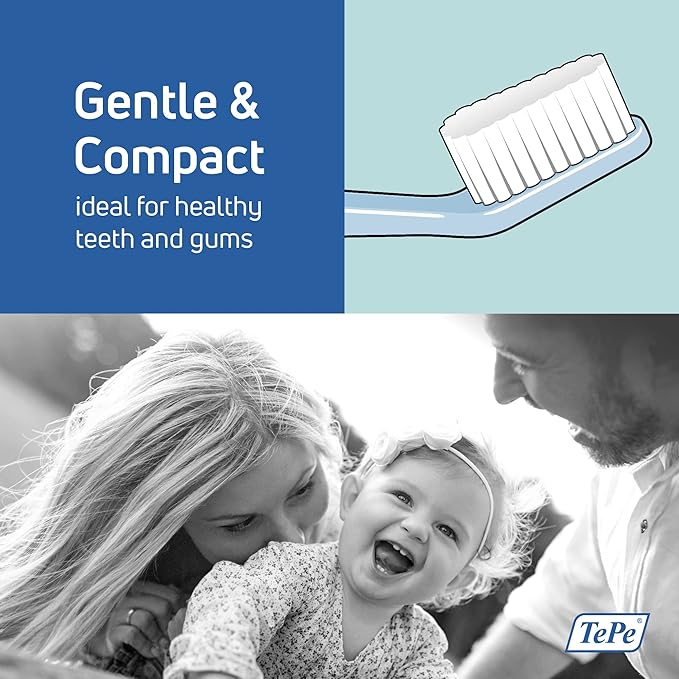 TePe Select Medium Toothbrush, Adult Medium-Bristle Toothbrush with Compact Tapered Head and Angled Neck, Pack of 1