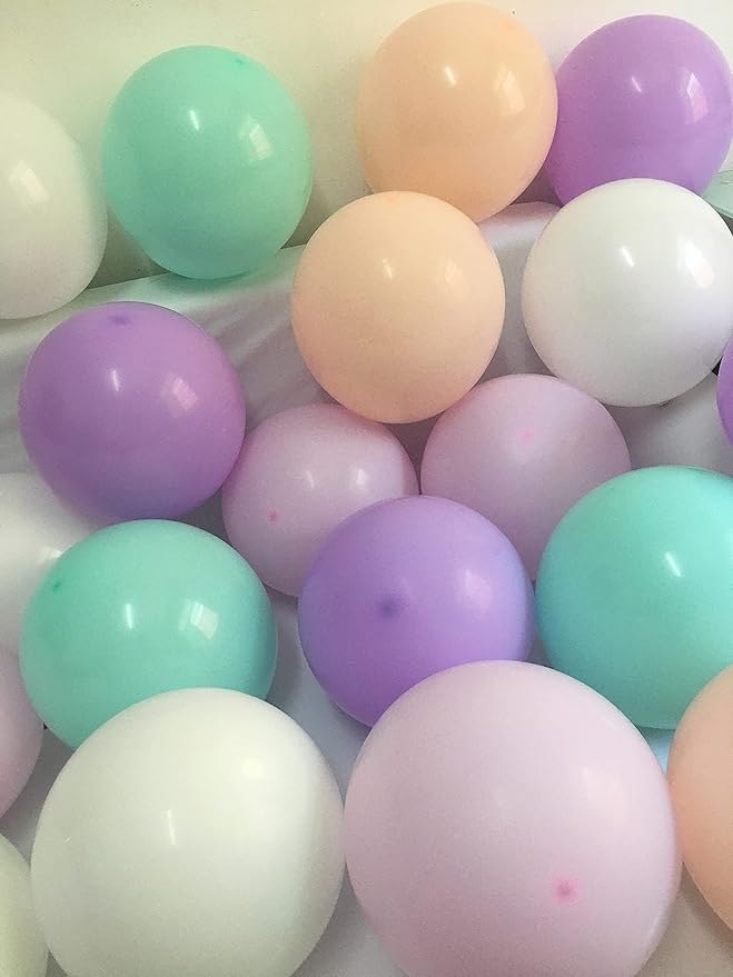 Pastel Balloons Pink Purple White –Assorted Soft Candy Color Balloons for Baby Shower Birthday Party Decorations 12 inch 60packs (Rainbow)