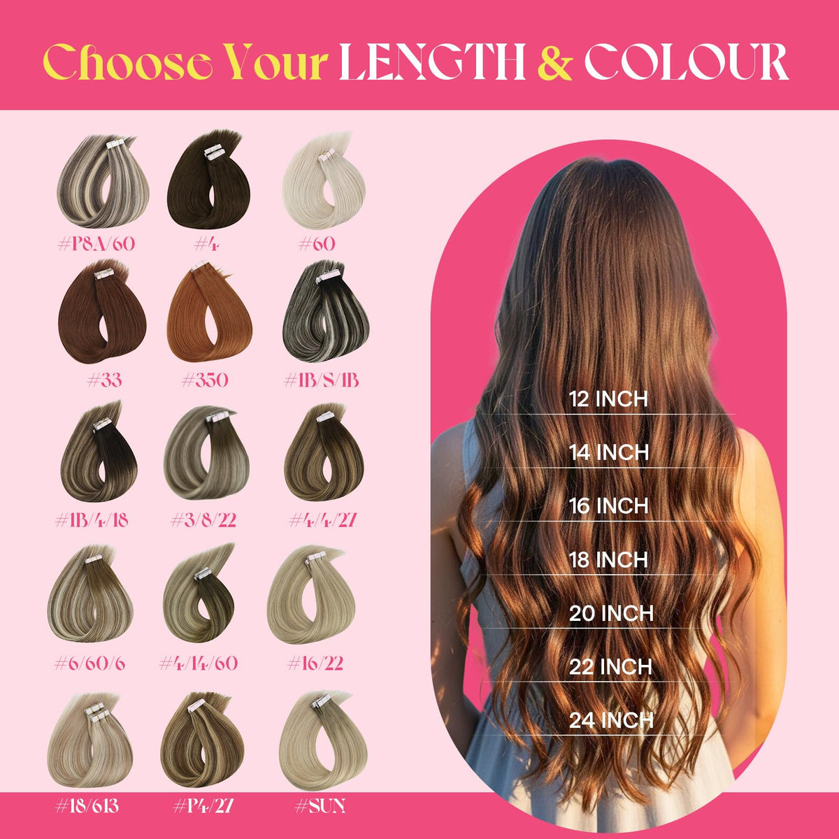 Ve Sunny Hair Tape in Extensions Chocolate Brown Balayage Caramel Blonde
