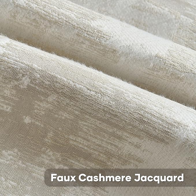 FUTEI Beige White Decorative Throw Pillow Covers 26x26 Inch Set of 2,Soft Faux Cashmere Jacquard - Textured & Cozy Euro Pillow Shams,Modern Home Decor for Couch Bed Living Room