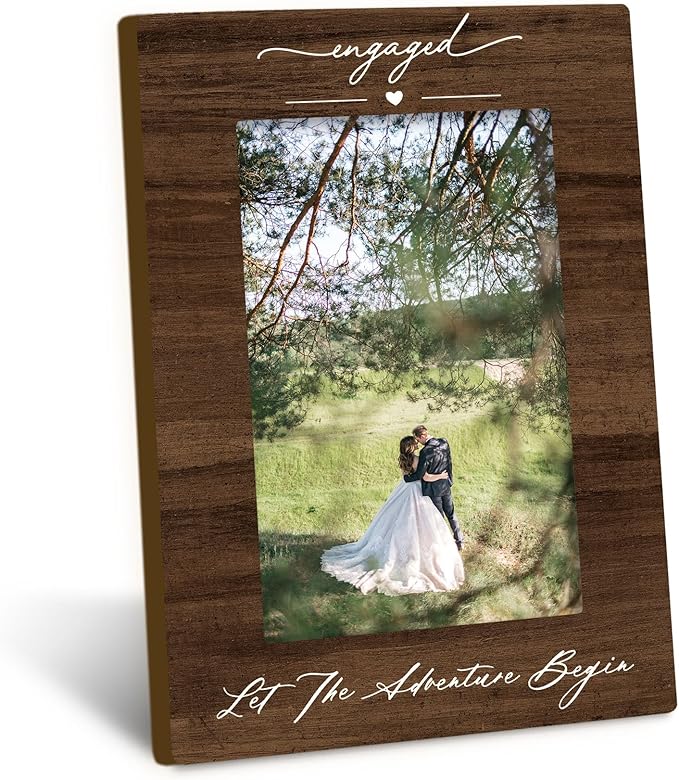 Wedding Engagement 4x6 Picture Frame, Just Engaged Photo Frame, Wedding Gifts for Newlyweds Couples Wife Husband, Newly Engaged Wedding Photo Frames for Desk Decor