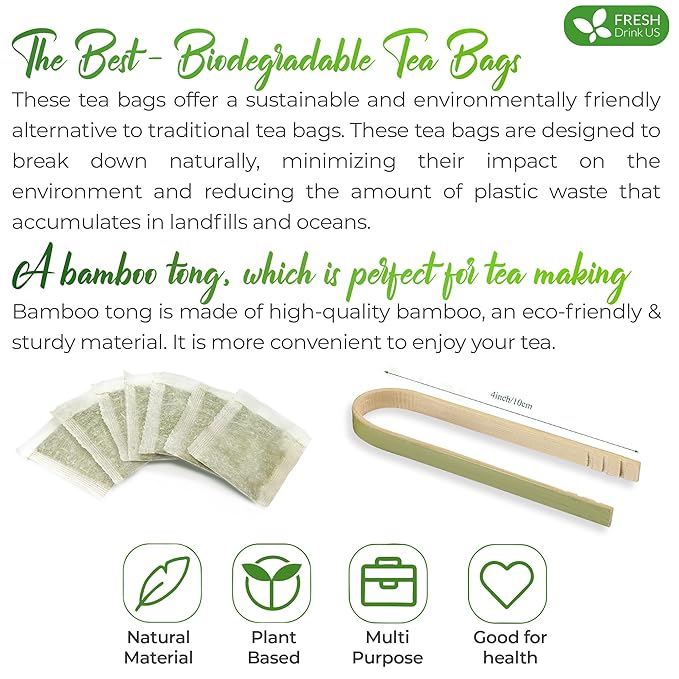 FreshDrinkUS, Premium 15 Parsley Leaf Tea Bags, 100% Natural & Pure from Parsley Leaves. Loose Leaf Parsley Herbal Tea. Made with Natural Material Tea Bags. No Sugar, No Caffeine, No Gluten, Vegan.