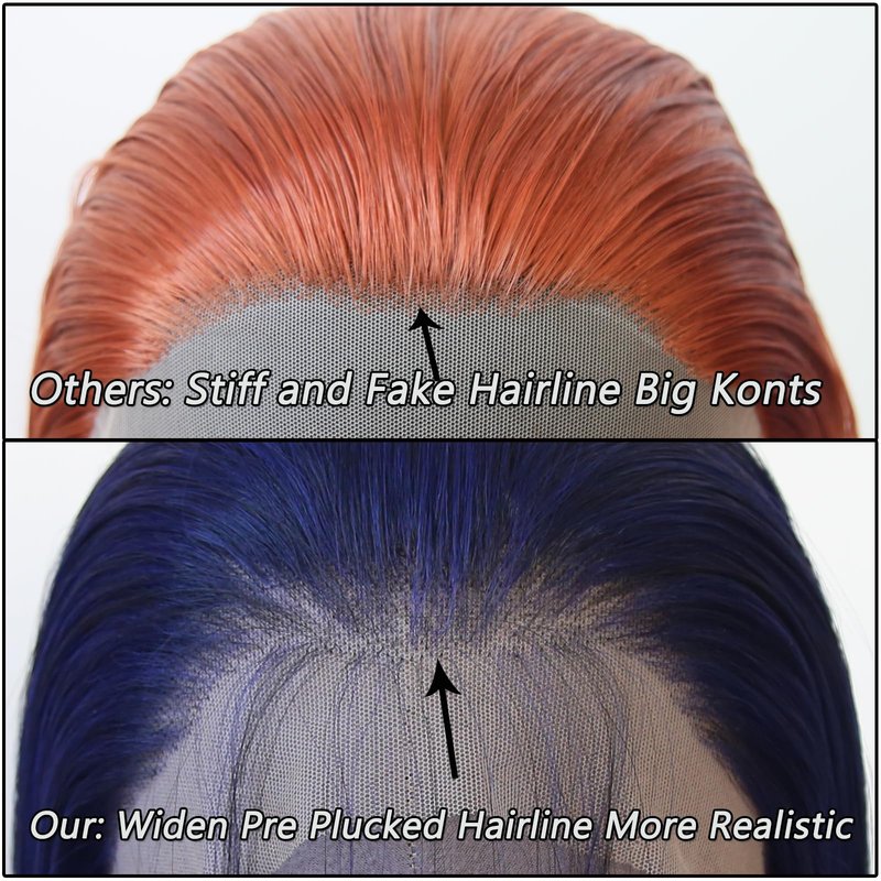 zigzag hair Dark Blue Wig Long Straight Navy Blue Synthetic Lace Front Wigs for Fashion Women Pre Plucked with Natural Hairline Heat Resistant Fiber Hair Glueless Synthetic Lace Wig (Dark Blue)