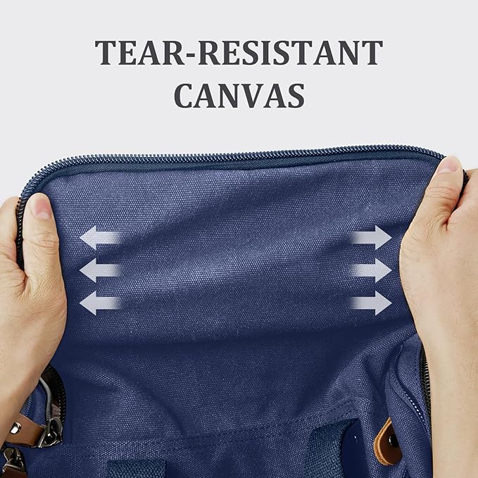 Gonex Canvas Duffle Bag for Travel 60L Expandable Duffel Weekend Overnight Bag men (Blue)