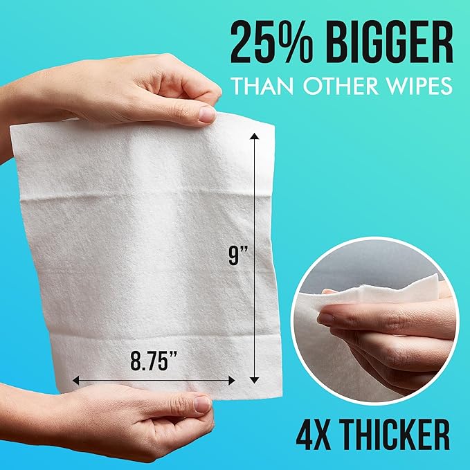 Extra Large Bath Wipes for Adults No Rinse - 40 Disposable Body Cleansing Cloths for Men, Women & Elderly - Great for Gym, Camping, Post Surgery