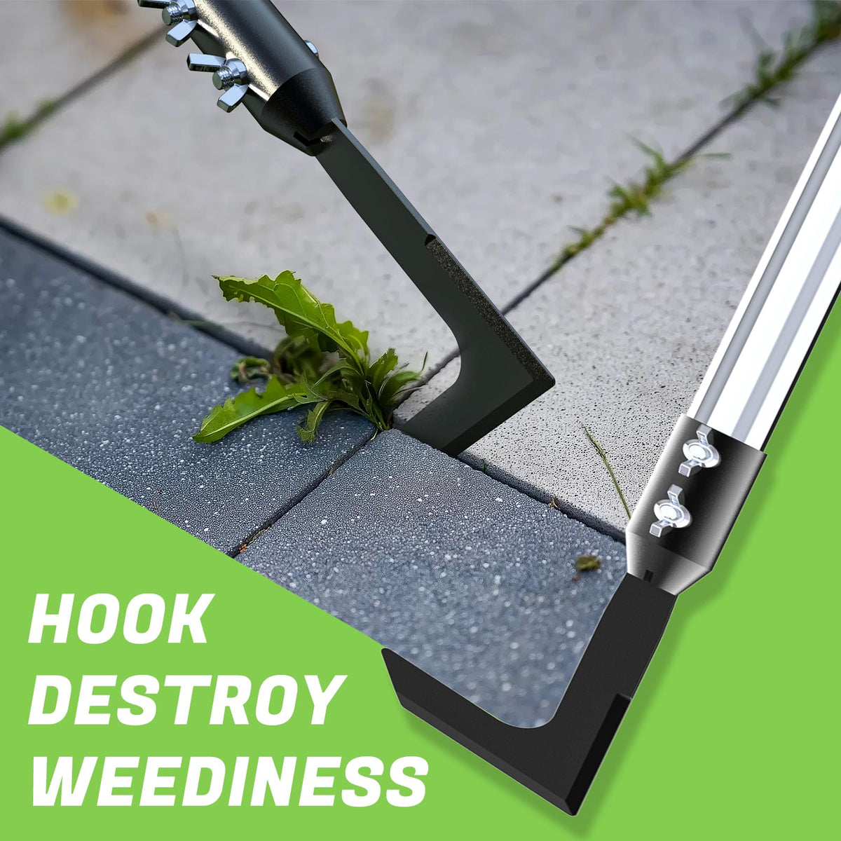 Viscogrip Crack Weeder Tool Set, Manual Stainless Steel Crevice Weeding Tool with Adjustable Handle for Moss & Weed Removal in Driveways, Patios, Pavers, Garden Cracks