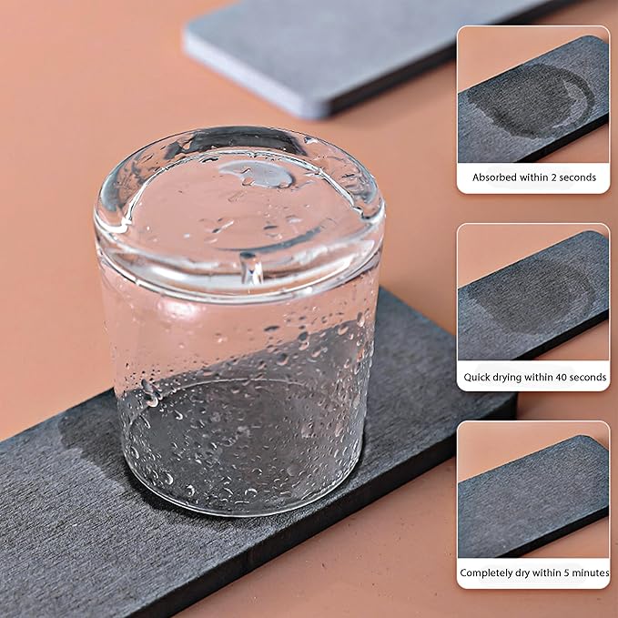 Set of 4 Water Absorbent Diatomite Coasters, Diatomaceous Earth Kitchen Soap Dish, Bathroom Trays, Water Absorbing Stone Used for Hand Soaps & Plants & Toiletries in The Modern Home