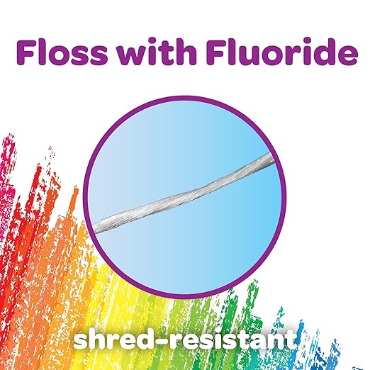 GUM Crayola Kids Flossers with Fluoride - Designed for Little Hands - Fun Grape Flavor - Easy to Use Kids Floss Picks for Children Ages 3+, 75 Count (Pack of 6)