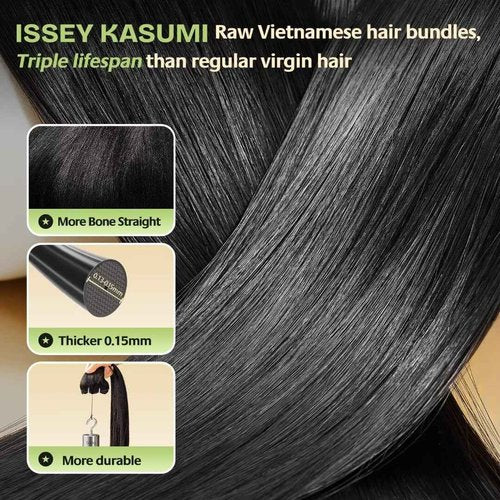 ISSEY KASUMI Raw Vietnamese Human Hair Single Bundle,Triple Lifespan Than Regular Virgin Hair,In-Store Quality,Online Price! 100% Raw Vietnamese Hair Bundles Straight Raw Hair Bundles 18 Inch