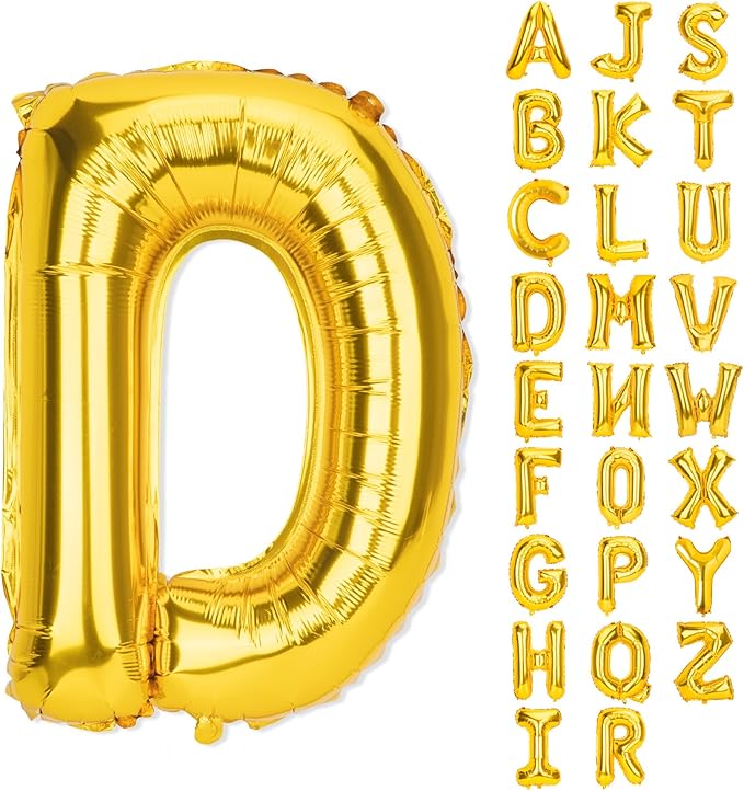 Gold Letter Balloons 40 Inch D Balloon Letters D Alphabet Balloons Giant Letters With Straw Big Balloons Foil Large Gold Balloons For Birthday Party Decorations Wedding Thanksgiving Christmas Balloons
