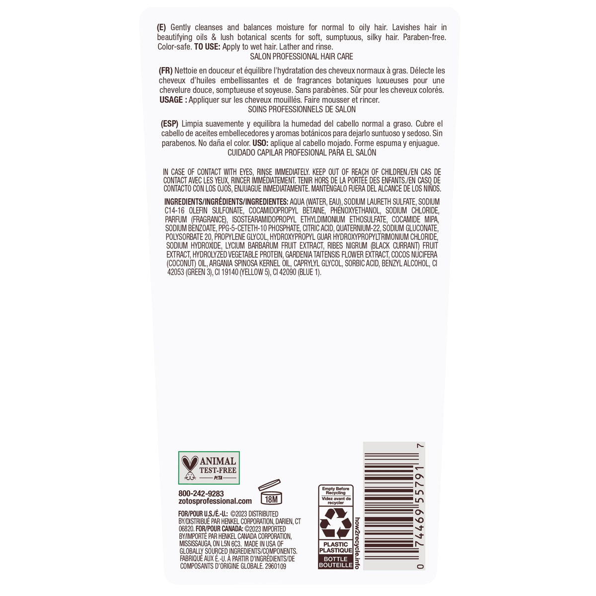 Bain de Terre Green Meadow Balancing Shampoo, Gentle Cleansing for Soft, Silky Hair with Argan & Monoi Oils, Paraben-free, Color-Safe, 13.5 Fl Oz